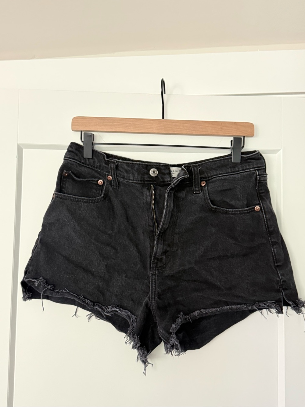 Abercrombie & Fitch Black Distressed Denim Shorts